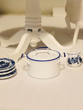Enamel-style White and Blue Pot - Miniature