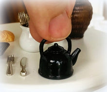 Dollhouse miniature black kettle tea pot