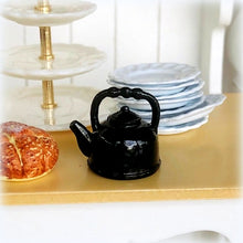 Dollhouse miniature black kettle tea pot