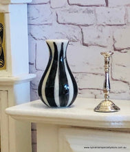 Dollhouse Miniature Black White striped vase modern accessories