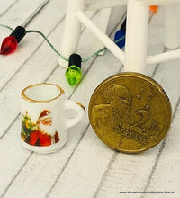 Doll house miniature Christmas porcelain mug decorations
