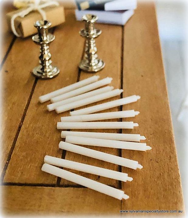 White Candles x 12 - Miniature