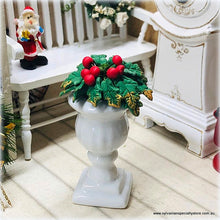 Christmas Holly in White Urn - Miniature