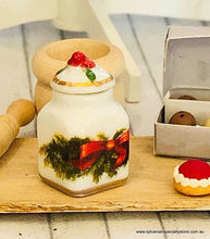 Doll house miniature Christmas Jar red bow