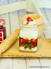 Doll house miniature porcelain  Christmas Jar red bow