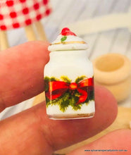 Doll house miniature Christmas Jar red bow