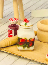 Doll house porcelain miniature Christmas Jar red bow