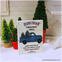 Dollhouse miniature farm fresh christmas trees blue truck