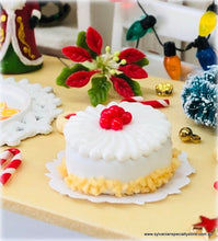 Dollhouse Miniature christmas White cake with cherries
