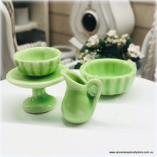 Dollhouse Green Crockery High Tea cake plate baking bowls kitchen