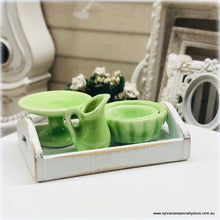 Dollhouse Green Crockery High Tea cake plate baking bowls kitchen