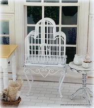 Dollhouse miniature white metal decorative bird cage