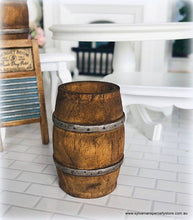 Dollhouse miniature rustic aged barrel wine market cellar