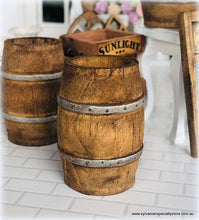 Dollhouse miniature rustic aged barrel wine market cellar