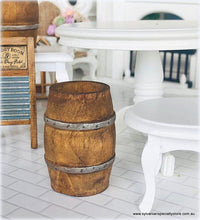 Dollhouse miniature rustic aged barrel wine market cellar
