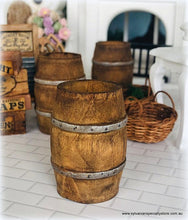 Dollhouse miniature rustic aged barrel wine market cellar
