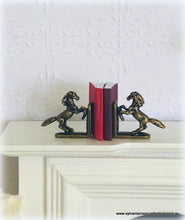 Dollhouse miniature antique style horse bookends farmhouse