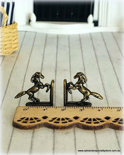 Dollhouse miniature antique style horse bookends farmhouse