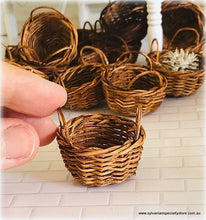 Dollhouse miniature basket wicker dyed