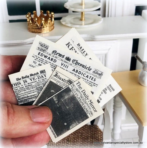 Dollhouse miniature event newspapers royal shops bundle newsagent