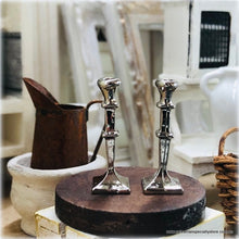 Dollhouse Miniature Square Candlesticks silver tall