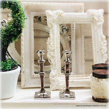 Dollhouse Miniature Square Candlesticks silver tall