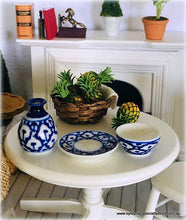Dollhouse miniature blue crockery pattern ceramic