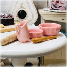 Baking Set: Bowls, Jug, Rolling Pin and Wooden Spoon - Pink