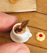 Cup of Coffee and Saucer - Chocolate Leaf - Miniature