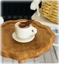 Cup of Coffee and Saucer - Chocolate Leaf - Miniature