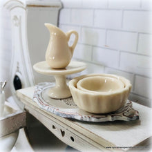 Cake Plate, Jug and Baking Bowls - Set of 4 - Vintage Cream