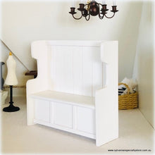 White Wooden Pew/Hallway Seat - Miniature