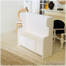 White Wooden Pew/Hallway Seat - Miniature