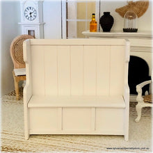 White Wooden Pew/Hallway Seat - Miniature