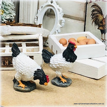 Dollhouse pair of hens miniature figurine chooks