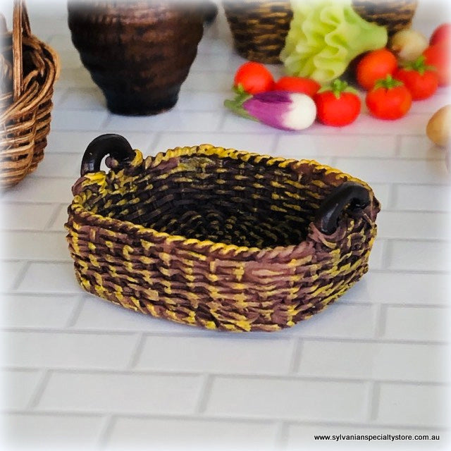Reutter porcelain faux weave bread basket small