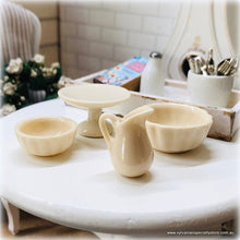 Cake Plate, Jug and Baking Bowls - Set of 4 - Vintage Cream