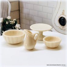 Cake Plate, Jug and Baking Bowls - Set of 4 - Vintage Cream