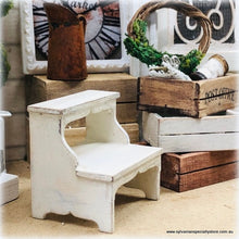 Dollhouse miniature rustic step stool farmhouse furniture