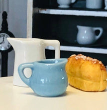 Dollhouse miniature ceramic blue crockery farmhouse kitchen