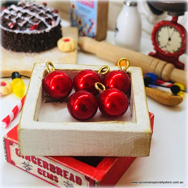 Red Baubles - Set of 5 - Miniature