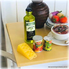 Dollhouse Italian cooking olive oil cheese cans