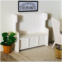 White Wooden Pew/Hallway Seat - Miniature