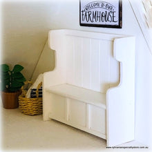 White Wooden Pew/Hallway Seat - Miniature