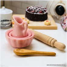 Baking Set: Bowls, Jug, Rolling Pin and Wooden Spoon - Pink