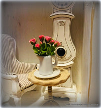 White Jug, Plate and 9 Stems of Pink Roses - Miniature