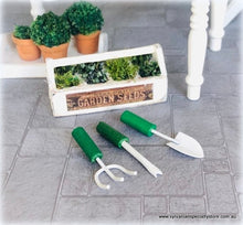 Dollhouse miniature potting shed tools gardening