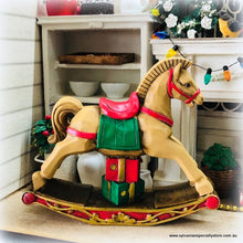 Dollhouse miniature vintage style rocking horse Christams