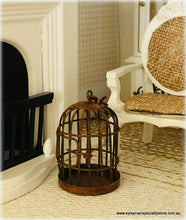 Dollhouse miniature rusty looking birdcage farmhouse