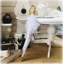 Dollhouse miniature white lace parasol